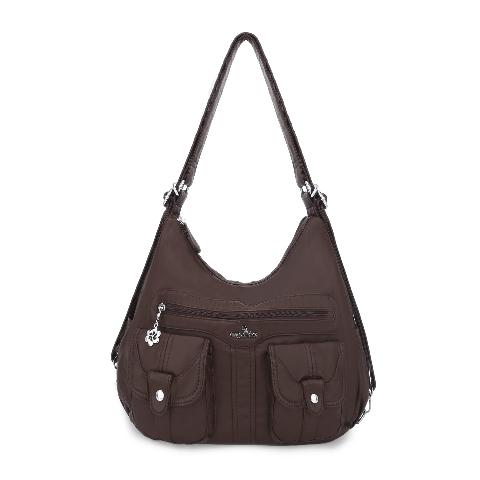 Soft Washed Leather Hobo Bag for Women - Roomy Shoulder Bag with Multiple Pockets, Fashionable Tote Satchel for Daily Use, Work, Travel & Shopping
