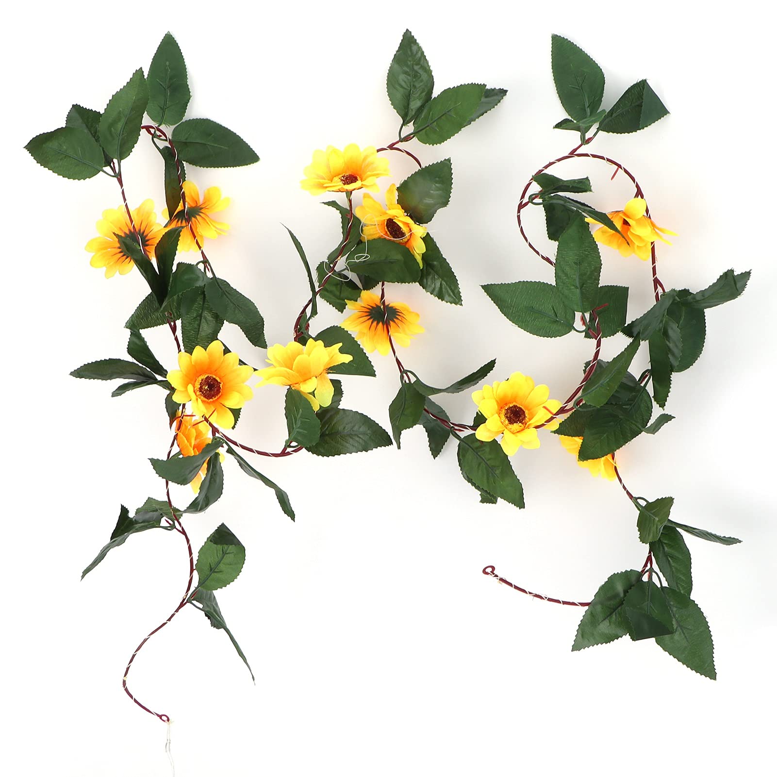Rankomu LED String Lights - 30LED Green Leaf Sunflower Simulation Warm White Fairy Lights for Home, Garden, Wedding, and Party Decoration