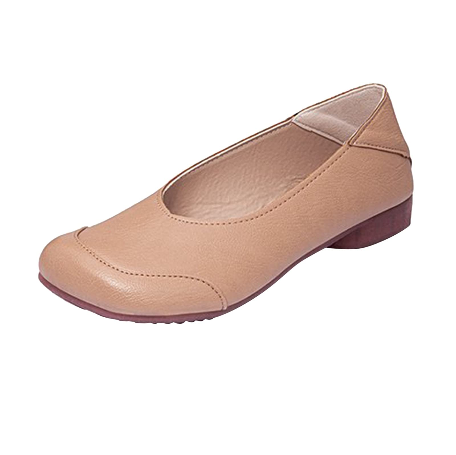 FAMOORE Women's Slip On Casual Shoes - Slip Resistant, Breathable & Comfortable Flats for Work, Walking & Everyday Wear (BB Beige, Size 6.5) | Perfect for Office, Travel & Light Sports Activities