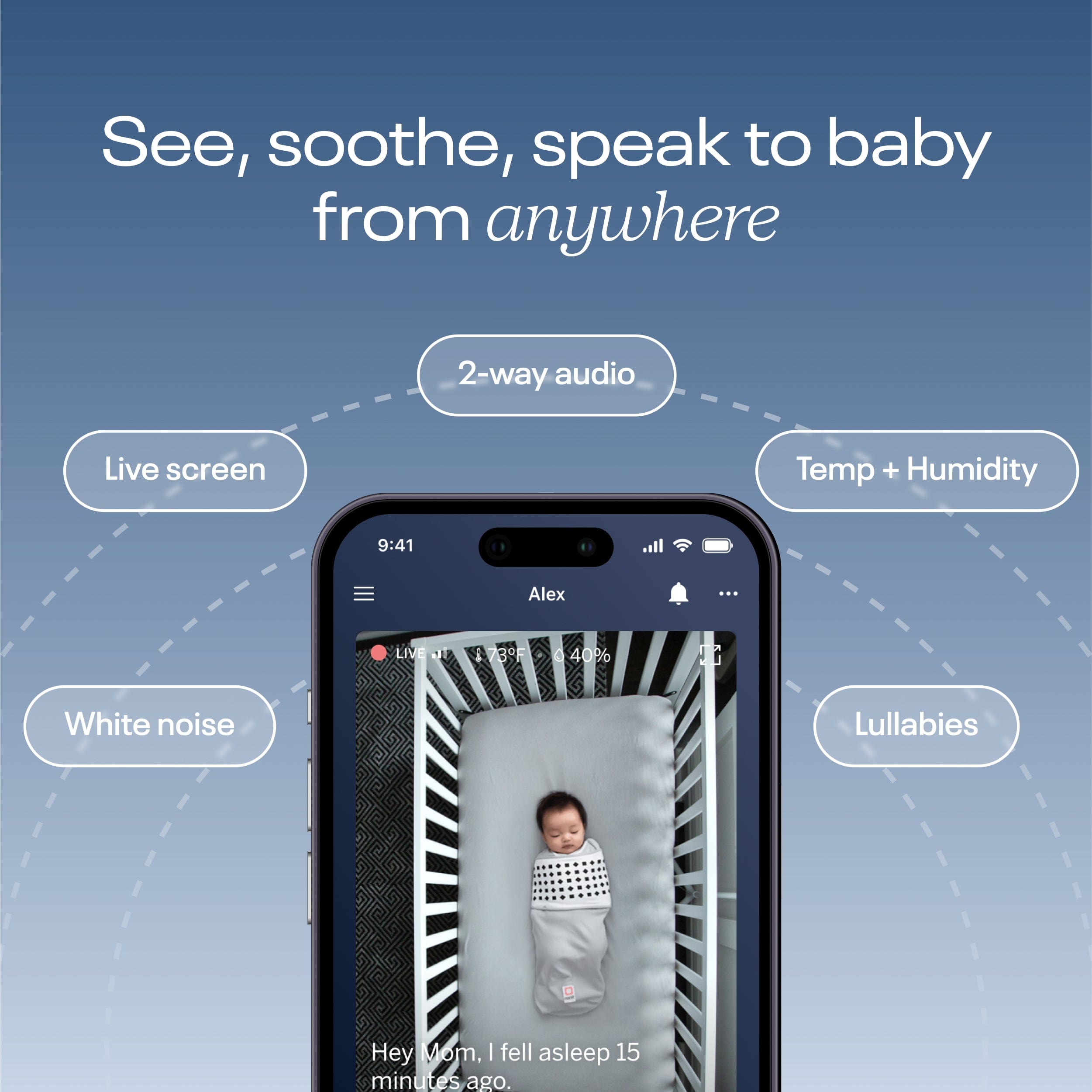 Nanit Pro Smart Baby Monitor Camera with Floor Stand - HD Video, Night Vision & Sleep Tracking for Nursery & Baby Room Safety