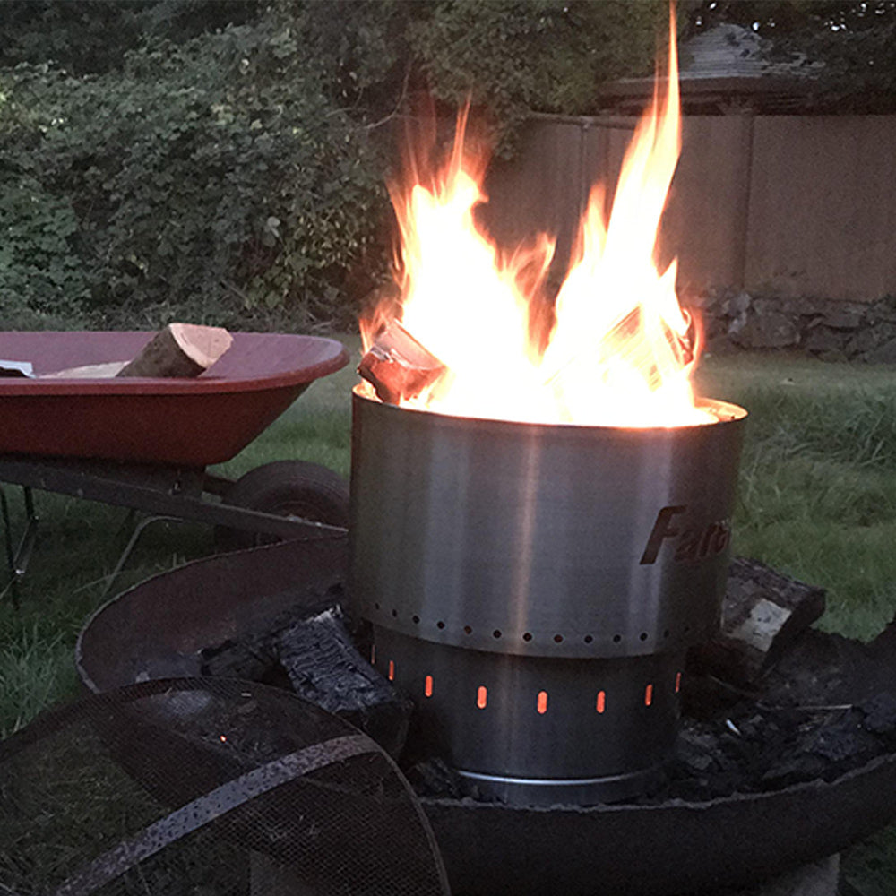 Fahrenheit Flare 17.5 Inch Smokeless Fire Pit - Silver Outdoor Fire Pit for Backyard, Patio, Camping & Beach - Portable & Durable Design for Year-Round Use