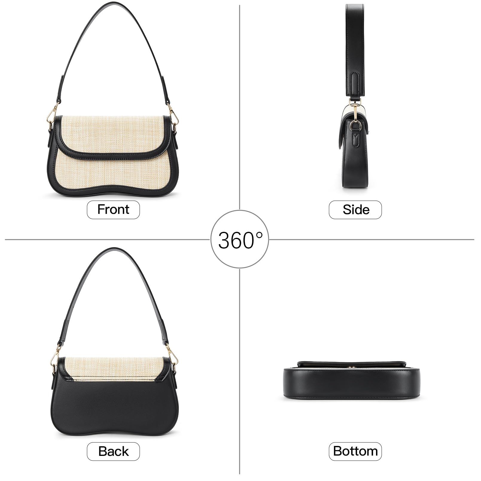Telena Vegan Leather Shoulder Bag for Women - Crossbody Purse with 2 Removable Straps | Fashionable Handbag for Work, Travel & Everyday Use