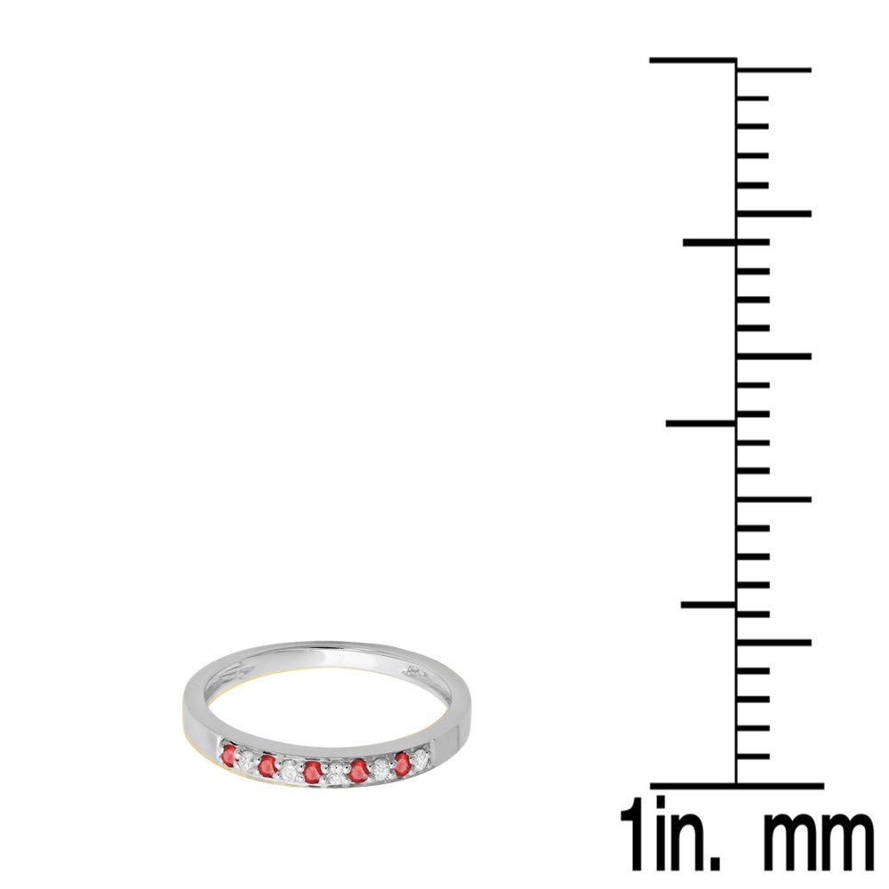 10K Solid Gold Round Ruby & White Diamond Women's Anniversary Wedding Band - Stackable Ring for Bridal, Engagement, or Gift - Dazzlingrock Collection