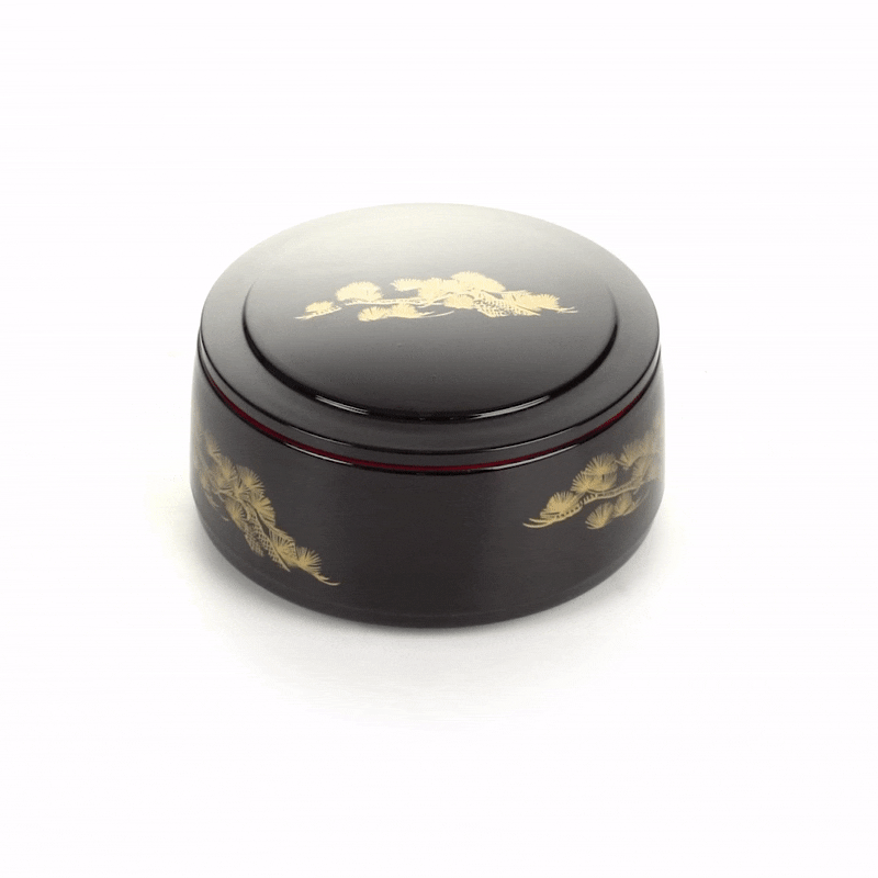 Bento Tek 25 oz Round Black Japanese Style Bento Box - 6.5