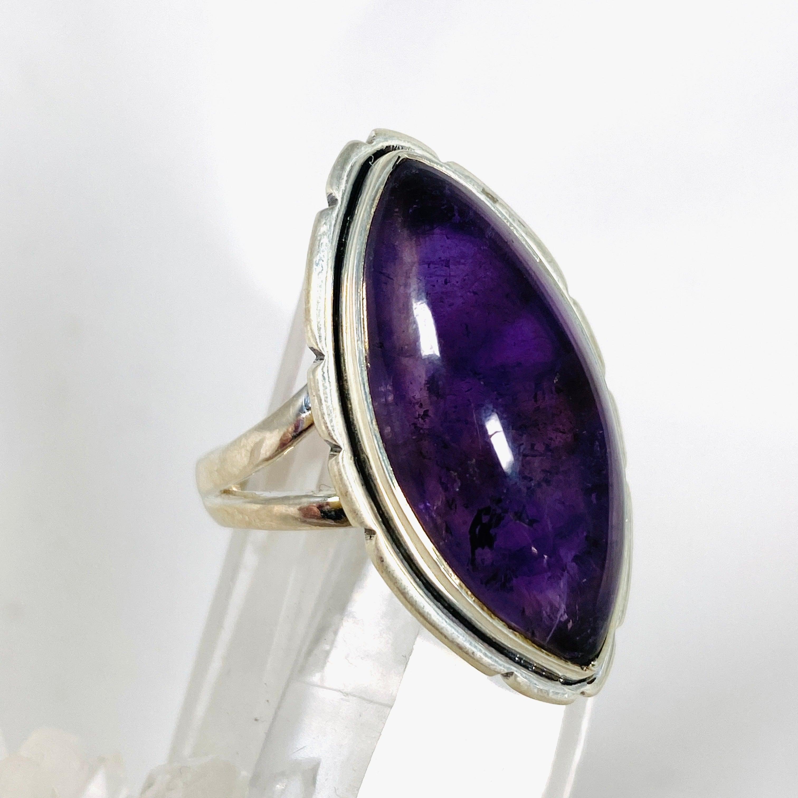 Amethyst Marquise Ring Size 9 KRGJ2976 - Elegant Purple Gemstone Jewelry for Women, Perfect for Weddings & Special Occasions