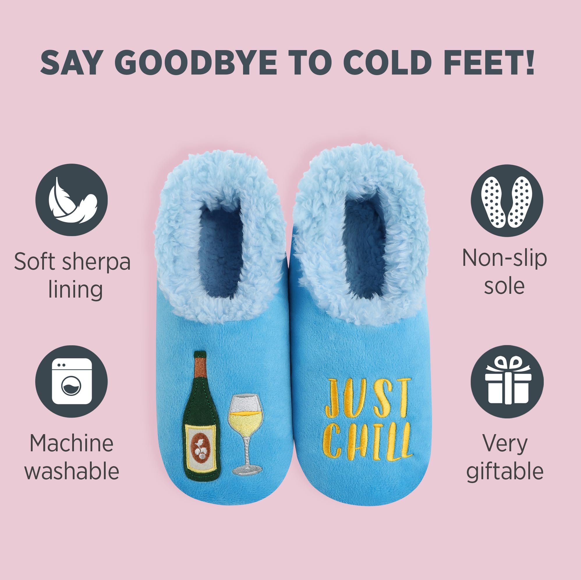 Cozy Sherpa-Lined Slipper Socks for Women - Non-Slip Fuzzy Winter Slippers with Warm Fleece Lining - Perfect for Home, Lounge & Cold Weather Comfort