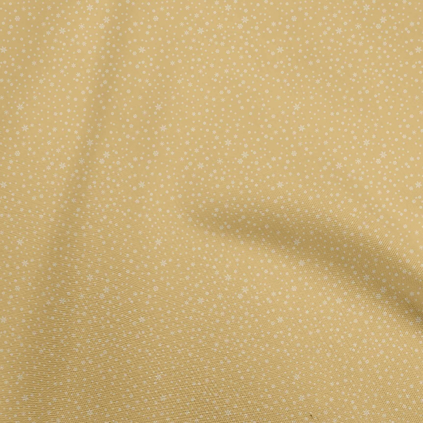 oneOone Rayon Yellow Snowflake Print Fabric by The Yard - 56 Inch Wide DIY Sewing Material for Clothing, Quilting & Home Decor Projects