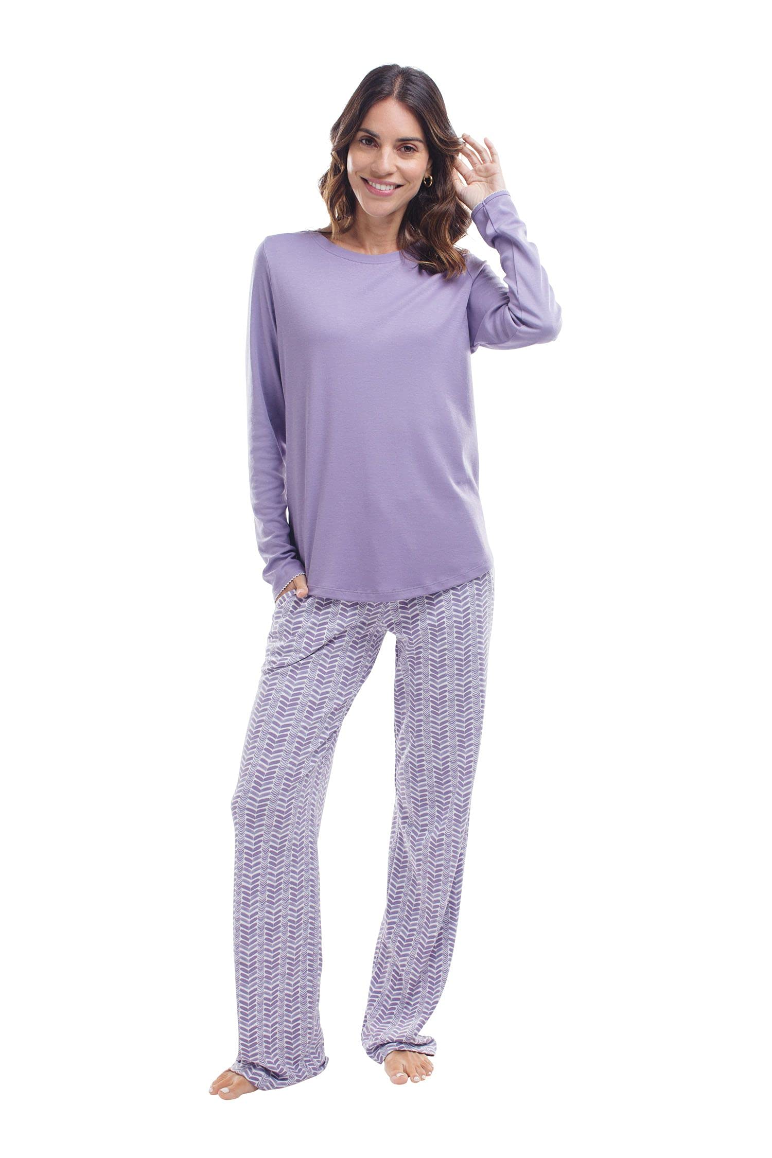 Premium Pima Cotton Women's Pajamas Set - Ultra Soft Long Sleeve Sleepwear for Women | Comfortable Lounge Wear for Nighttime Relaxation & Cozy Home Days