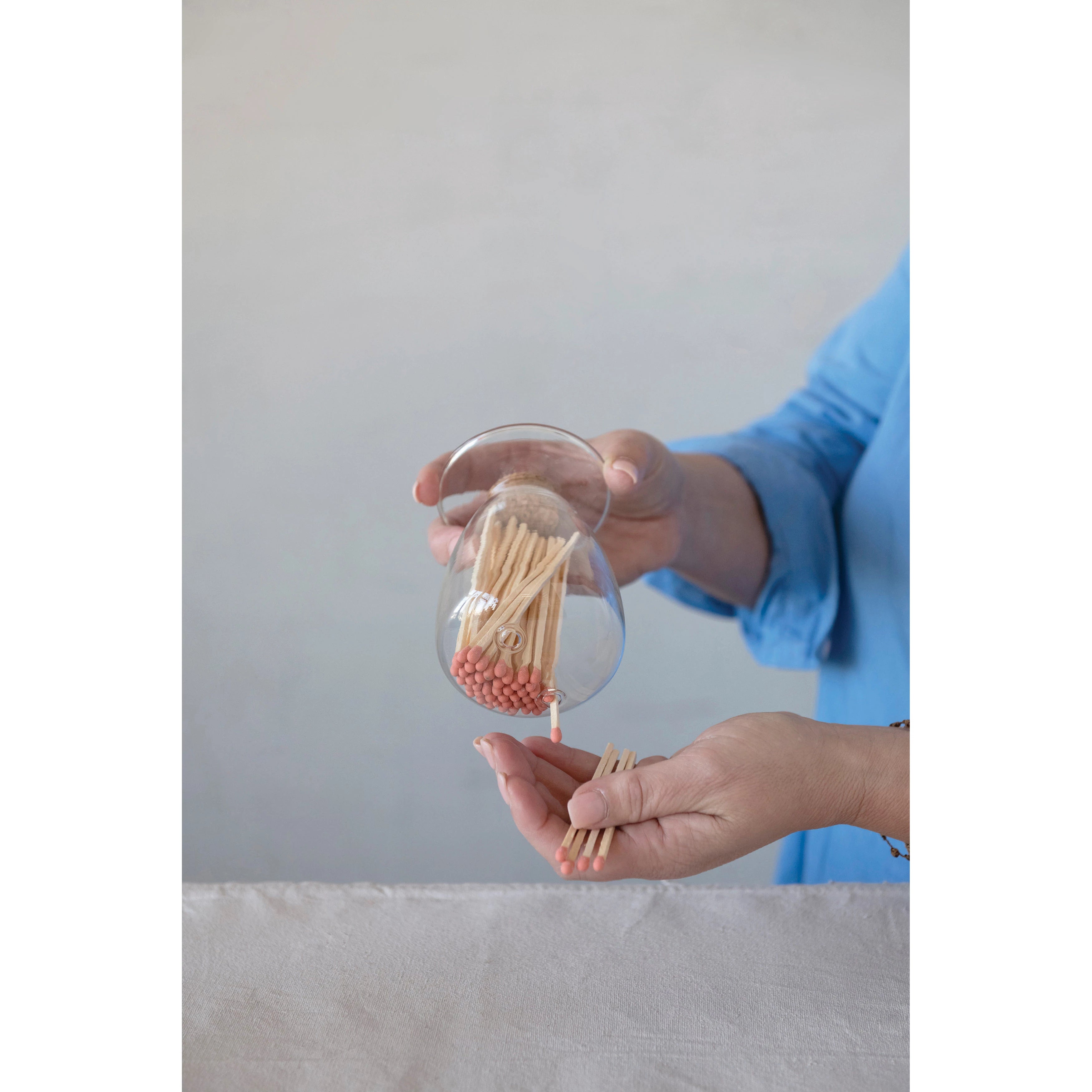 Premium Glass Match Holder - Elegant and Durable Matchstick Dispenser for Fireplaces, Candles, and Outdoor Use - Perfect for Home Decor and Camping Essentials