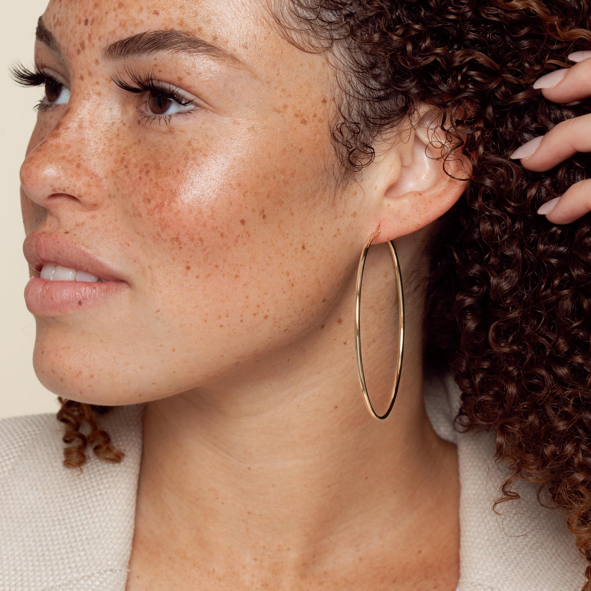 14K Yellow Gold Polished Hoop Earrings for Women - Solid Real Gold Thin & Big Hoops - Perfect for Everyday Wear, Parties & Special Occasions