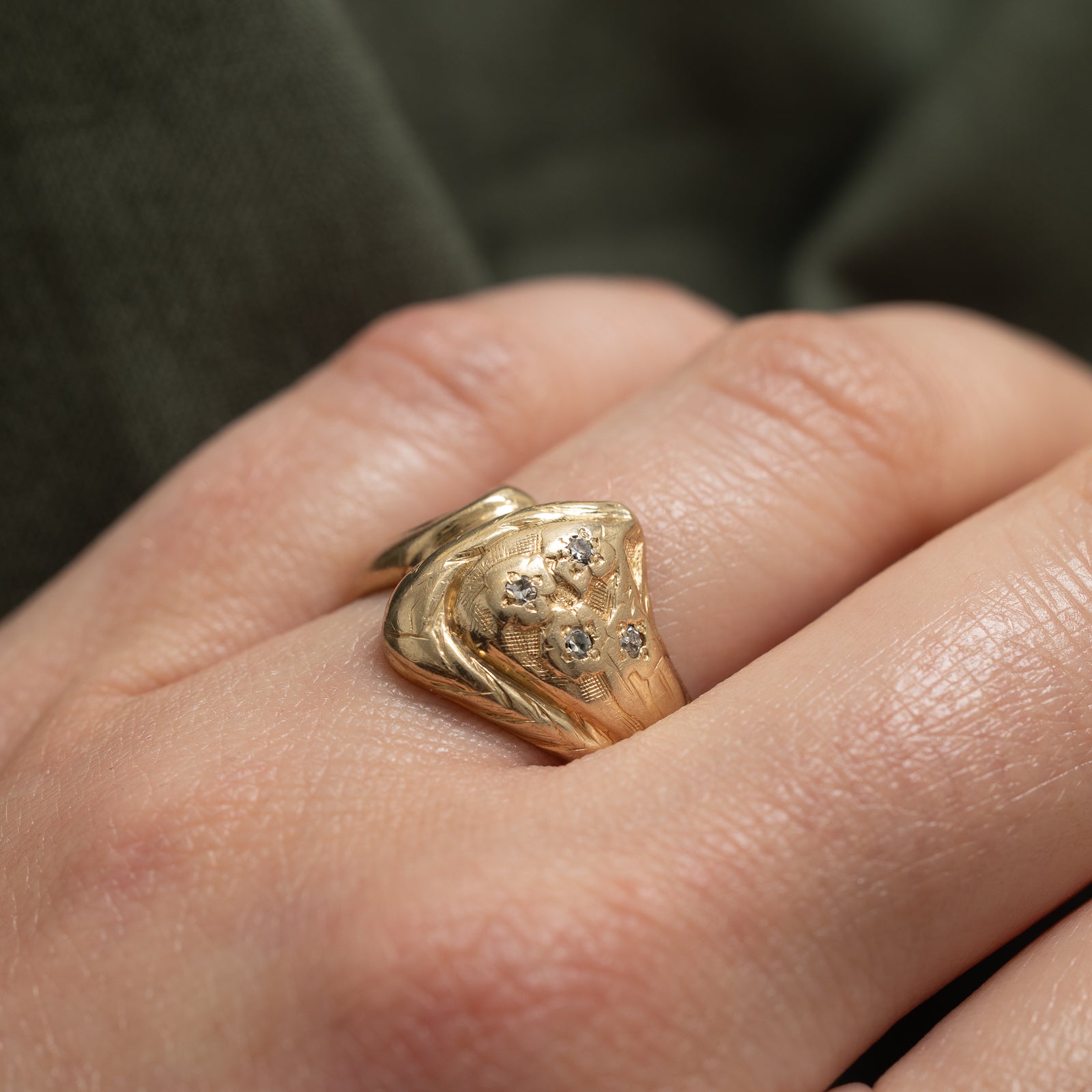 0.07ctw Diamond Textured Floral Design Ring - Size 8.25 - Elegant Wedding, Anniversary & Engagement Jewelry Gift for Her