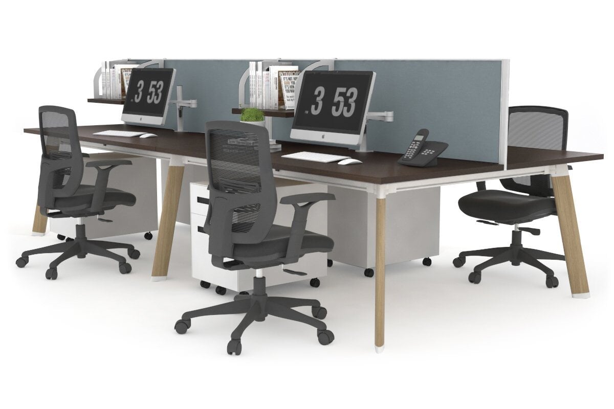 4-Person Wooden Workstation with Imprint Frame - 1400L x 700W Dimensions - Ideal for Office, Home Office & Collaborative Workspaces