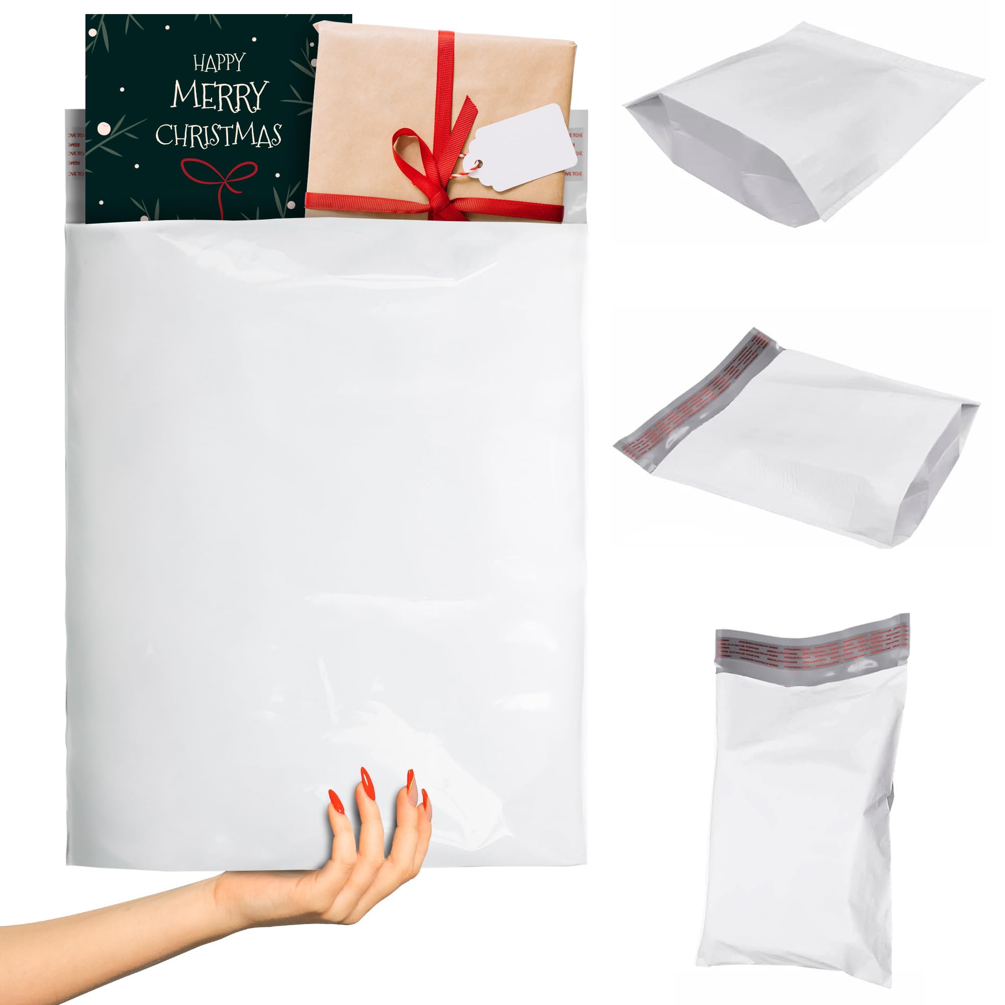 ABC White Gusseted Poly Mailers 13x16x4 Inch - 500 Pack of Expandable Shipping Bags for Clothing, 2.5 Mil Durable Polyethylene Envelopes - Perfect for Ecommerce, Retail Packaging & Online Store Shipments