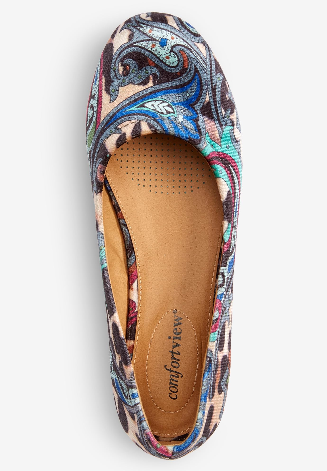 Comfortview Women's Wide Width The Jaiden Flat - Comfortable Slip-On Shoes for Work, Travel & Everyday Wear