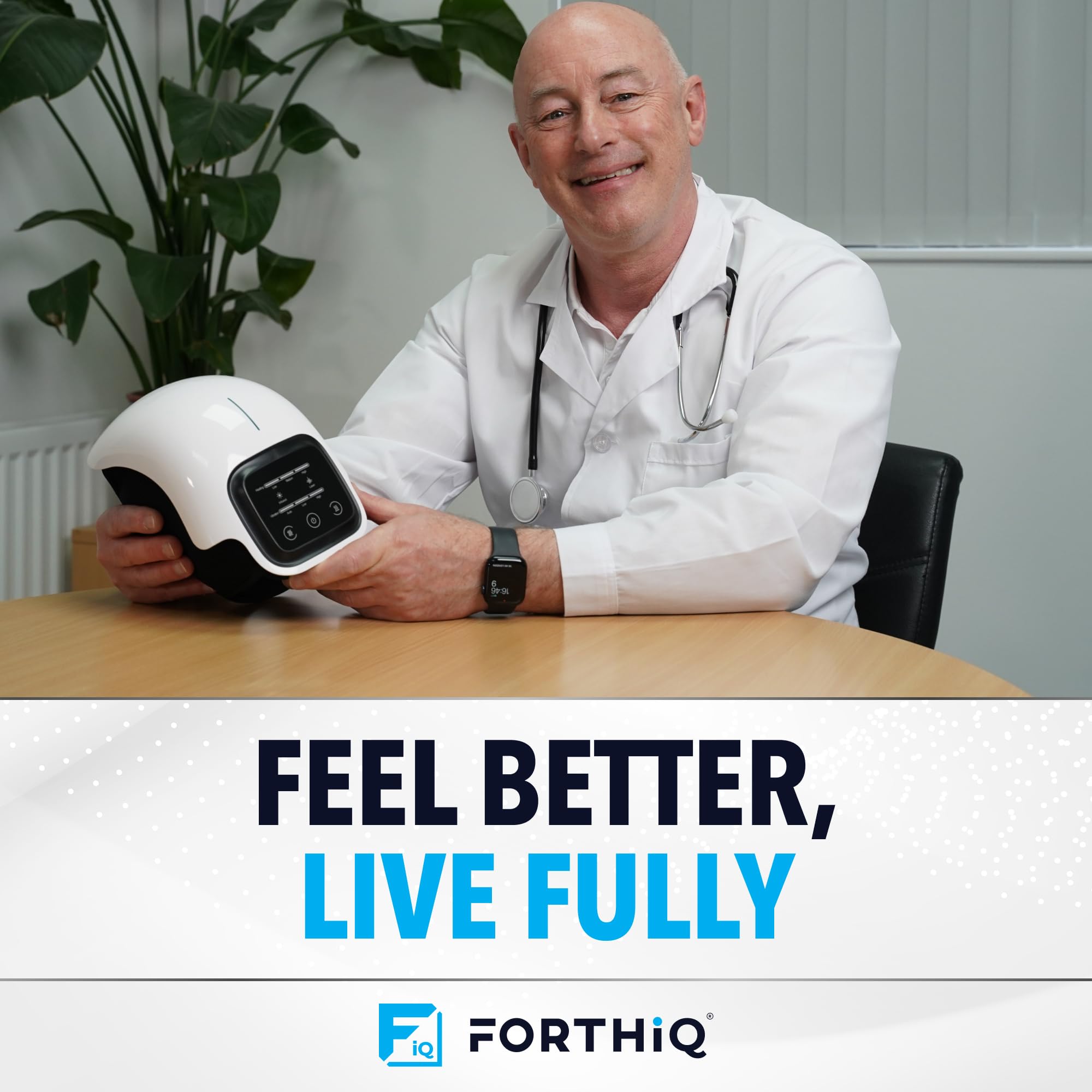 FORTHiQ 3-in-1 Cordless Knee Massager with Heat Therapy, Red Light Therapy & Vibration Massage - 2024 Smart Knee Pain Relief for Arthritis, Joint Pain - FSA/HSA Eligible - Perfect Gift for Seniors, Parents & Grandparents - Use at Home, Office or While Traveling