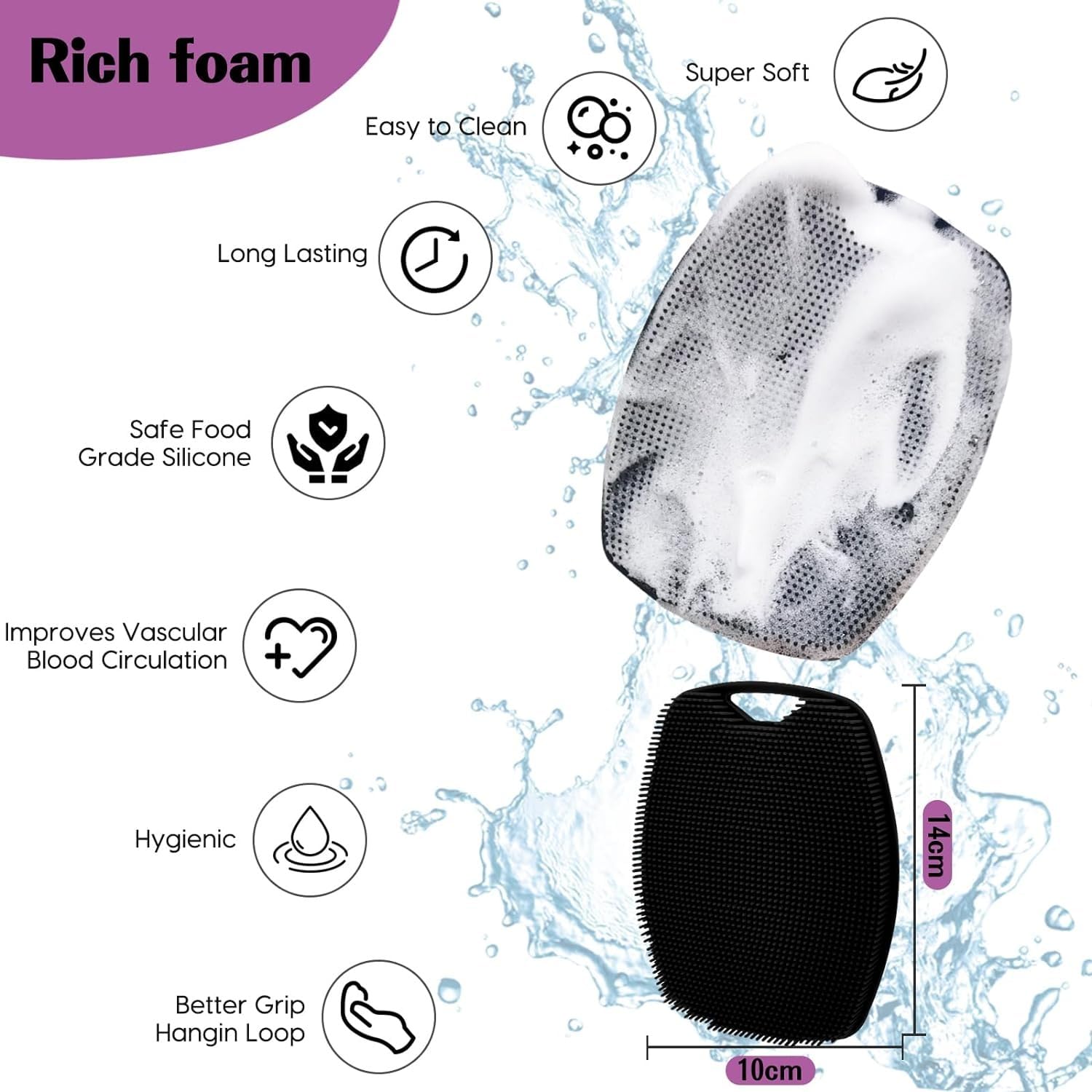 Episkey Silicone Body Scrubber - Exfoliating Shower Brush for Men & Women with No-Slip Handle - Perfect for Spa & Home Bath