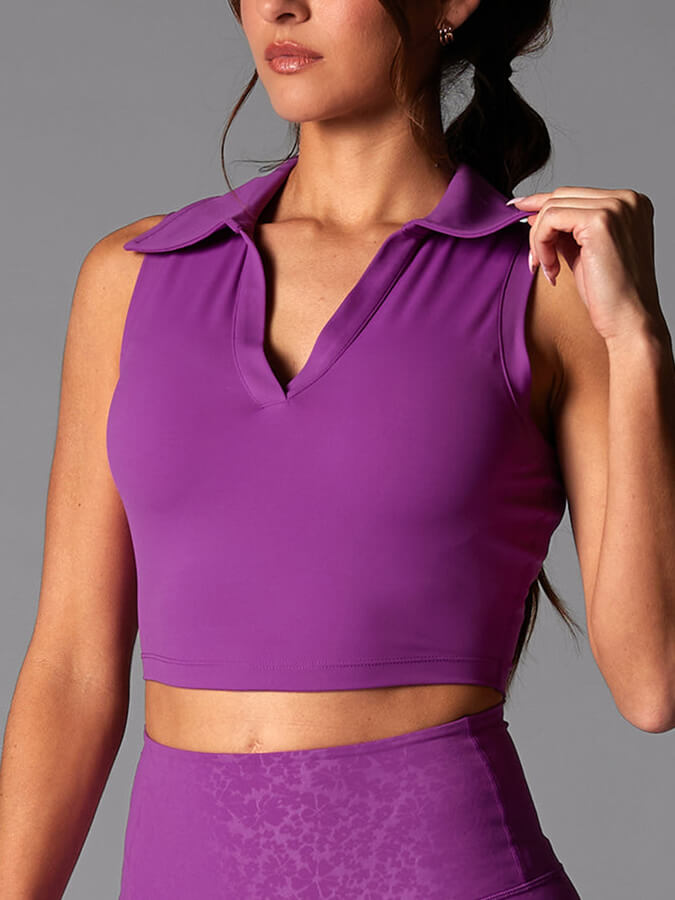 Tavi Women's Polo Tank Top - Soft Breathable Stretch Fit Violet - Perfect for Yoga, Running & Casual Wear