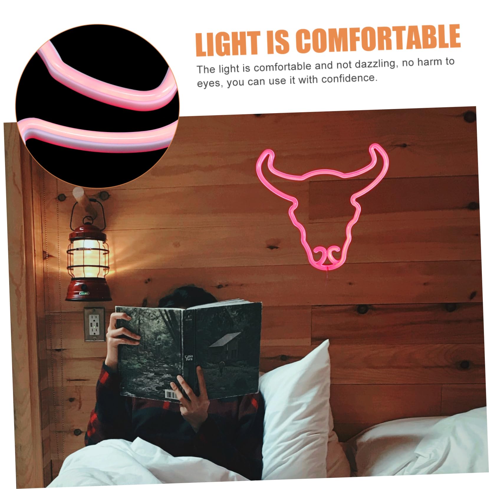 Veemoon LED Neon Light - Cow Head Shape Hanging Lamp for Home, Bedroom, Bar & Cafe Decor - Unique Gift for Boyfriend or Girlfriend