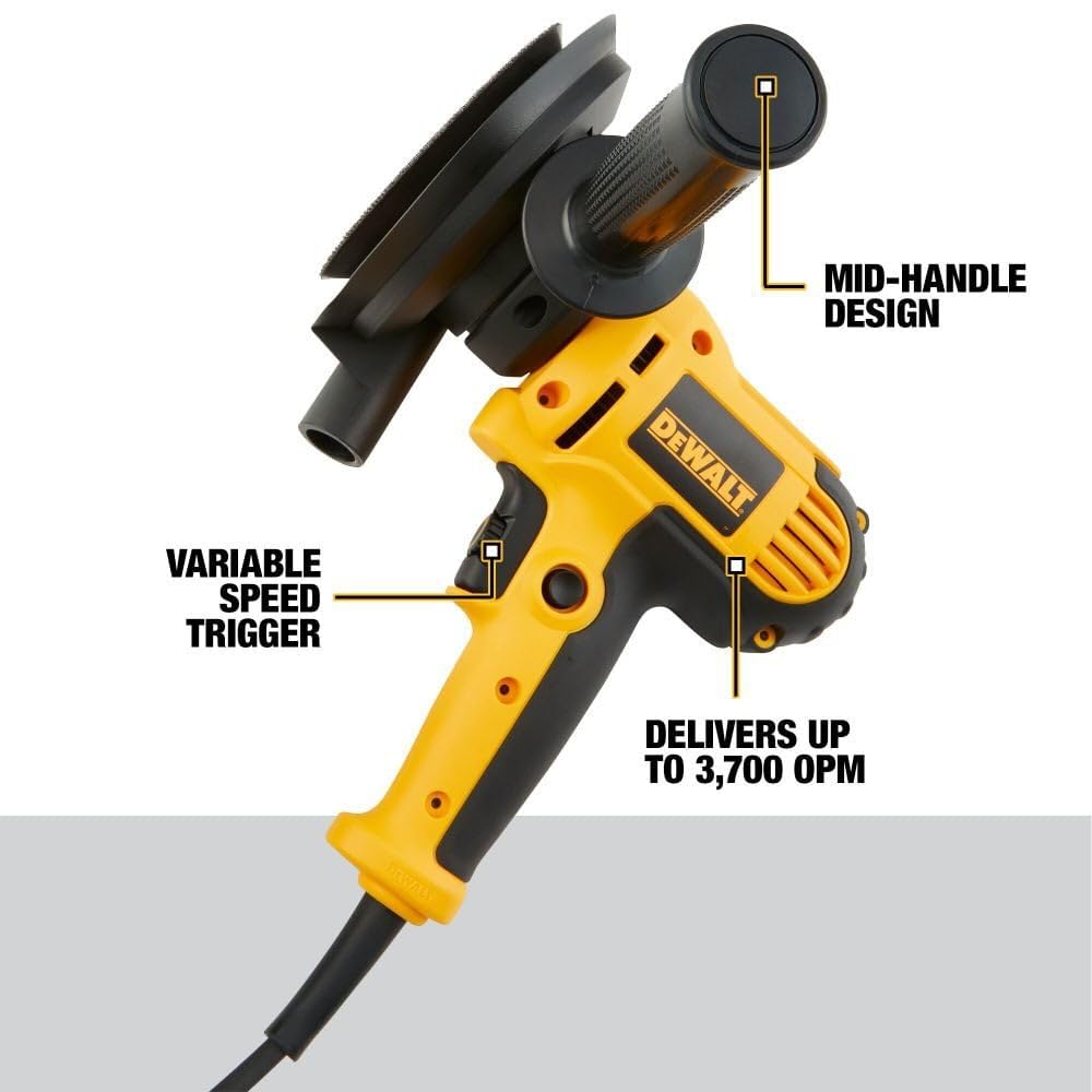 DEWALT 5-Inch Variable Speed Rotary Sander with Dust Shroud - Professional Woodworking & Metal Sanding Tool for DIY Projects & Home Renovation