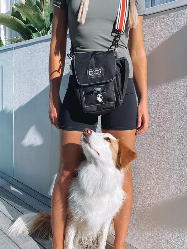 DOOG Adjustable Shoulder Walkie Bag for Dogs - Lightweight Pet Carrier with Poo Bag & Water Bottle Pockets - Perfect for Hiking, Travel & Daily Walks (Grey)