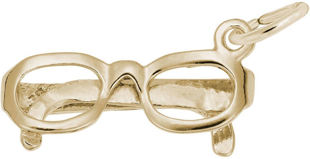14K Yellow Gold Glasses Charm Pendant - Elegant Jewelry Gift for Women & Girls - Perfect for Birthdays, Anniversaries & Graduations