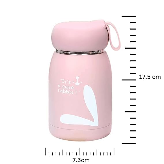 Piercell® Cute Rabbit Print Glass Water Bottle - 330ml BPA-Free Travel Friendly Bottle for Kids, Boys & Girls - Stylish Leak-Proof Design for School, Gym, Hiking & Outdoor Activities (Multicolor, Pack of 1)