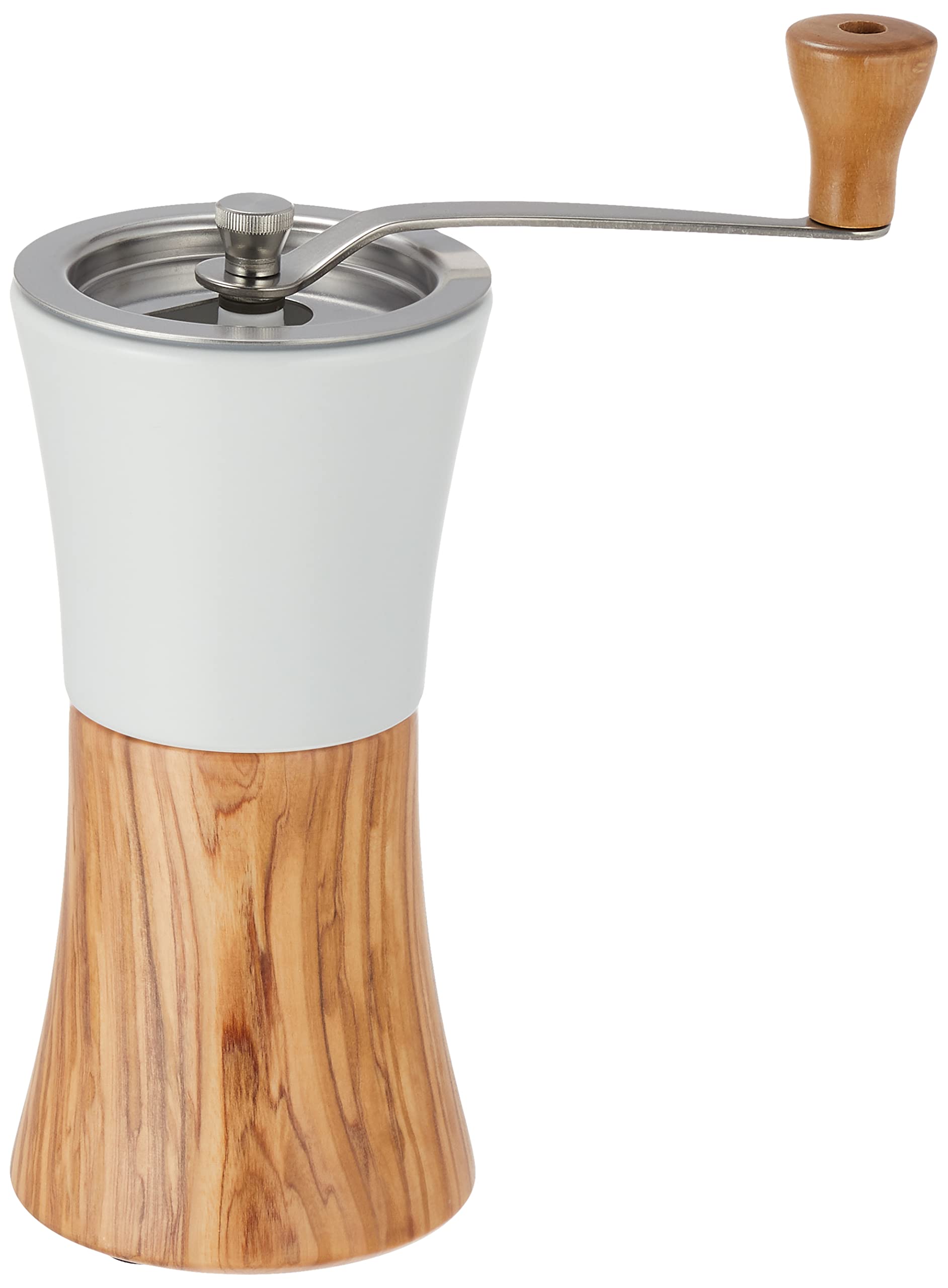 Hario Olive Wood Ceramic Coffee Grinder - Manual Hand Crank Burr Mill for French Press, Pour Over & Espresso - Premium Coffee Bean Grinder for Home & Office Use