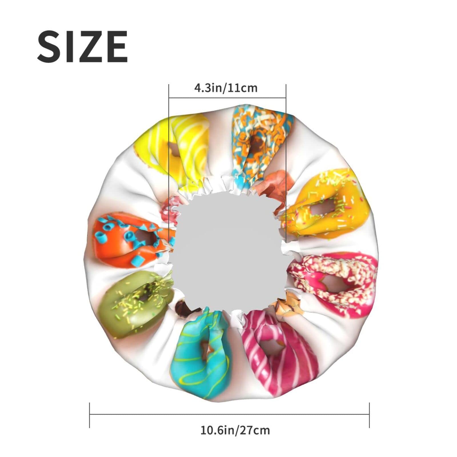 Different Flavors of Donuts Shower Cap for Women - Reusable & Double Waterproof Bathing Hair Cap for Shower - Perfect for Spa, Swimming, Hair Care & Beauty Routines