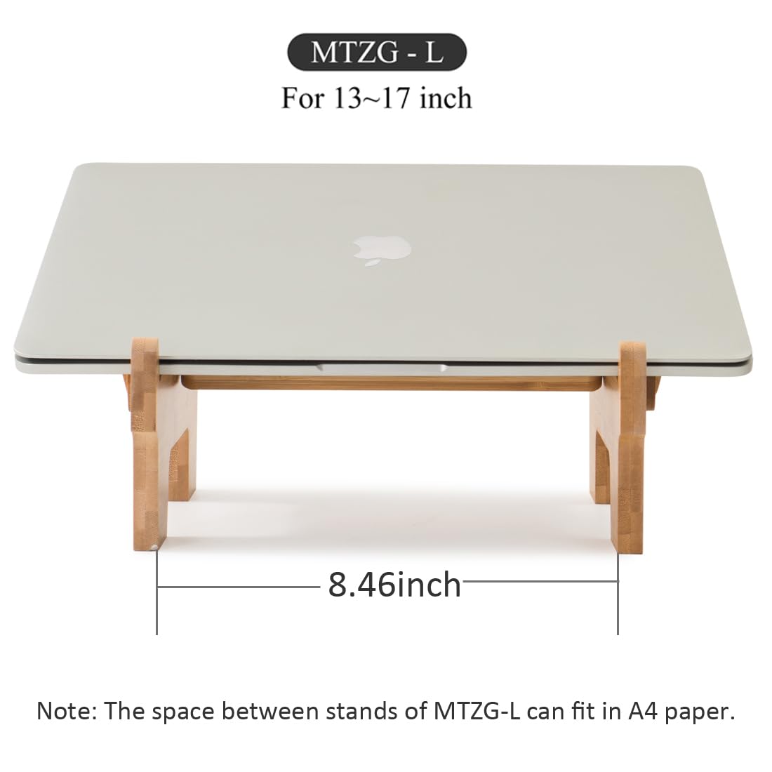 Ergonomic Bamboo Laptop Stand for 12-17 Inch MacBook Pro/Air, Dell, Acer | Foldable Wooden Notebook Riser Holder with Cooling Function | Perfect for Home Office, Desk Work, and Study