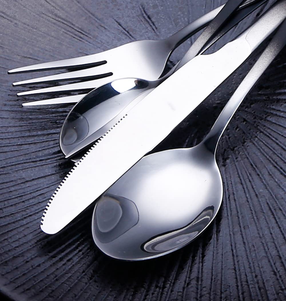 Black Stainless Steel Flatware Set for 4 - 20-Piece Modern Gradient Silverware Cutlery Set with Dinner Forks | Dishwasher Safe | Perfect for Family Dinners, Parties & Everyday Dining