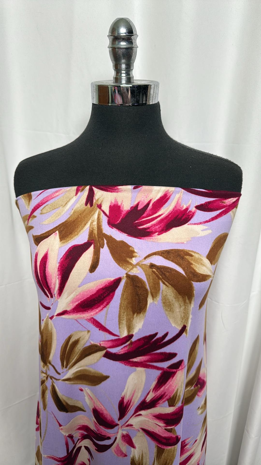 Lavender Floral Double Brushed Poly Spandex Fabric - 2 Yard Cut - Soft Stretchy Material for DIY Dresses, Leggings & Activewear