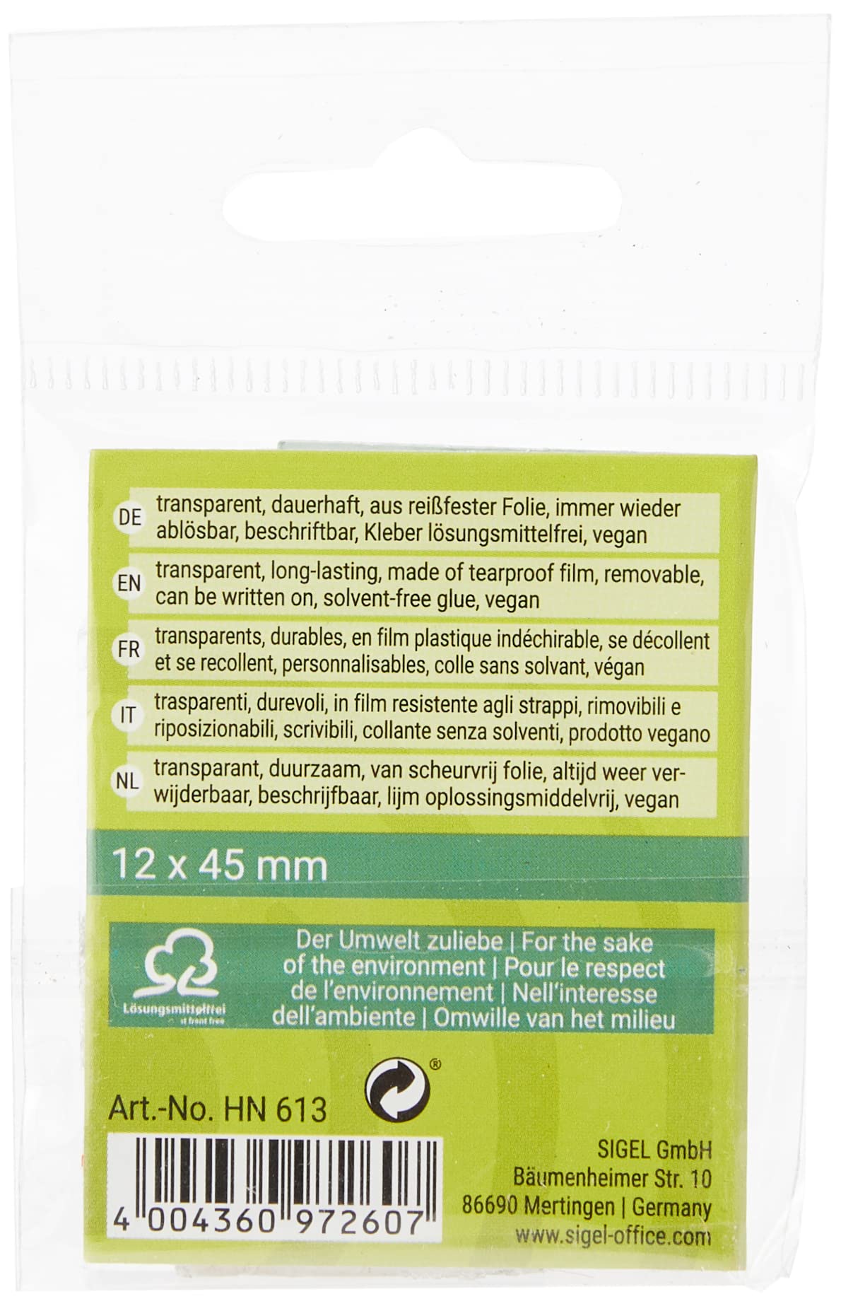 Sigel HN613 Arrow Page Markers Film - 200 Strips in Green, Blue, Pink, Yellow, Orange (0.47 x 1.77 inches) - Perfect for Book Annotation, Study Notes & Office Organization