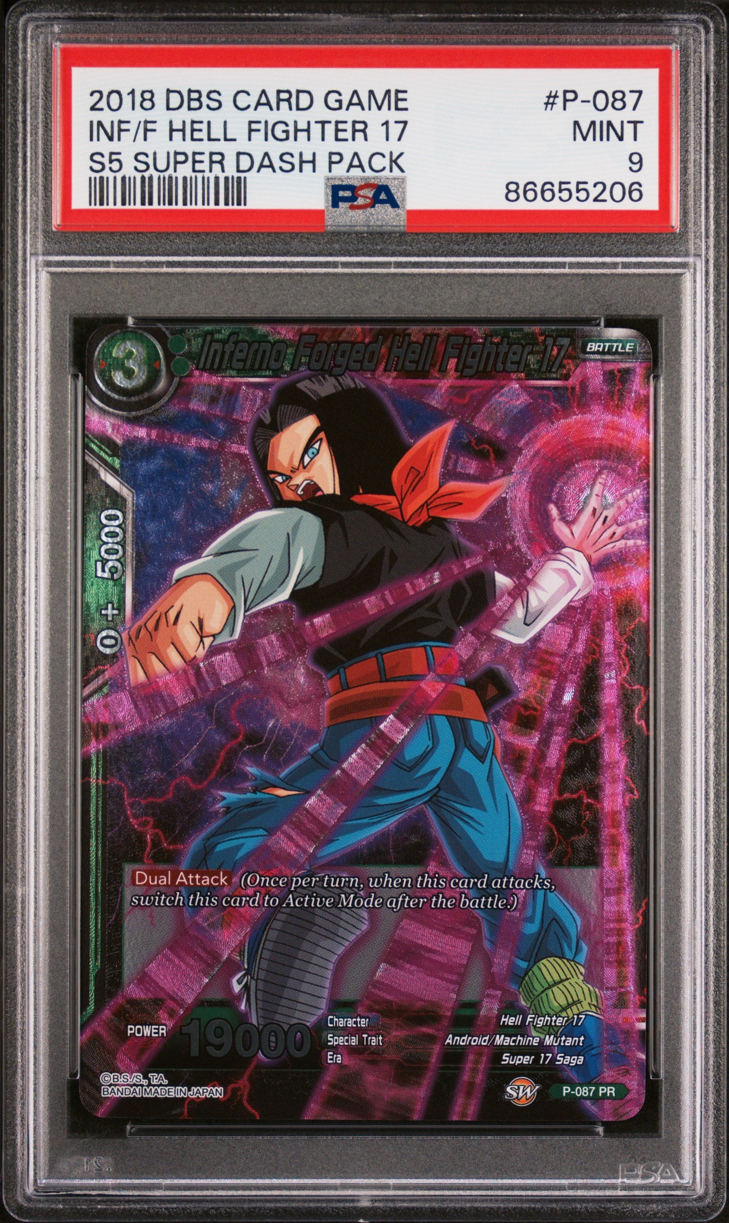 Dragon Ball Super Super Dash Infernal Fighter 17 #P 087 PSA 9 Graded Card - Perfect for Anime Collectors & Dragon Ball Z Fans