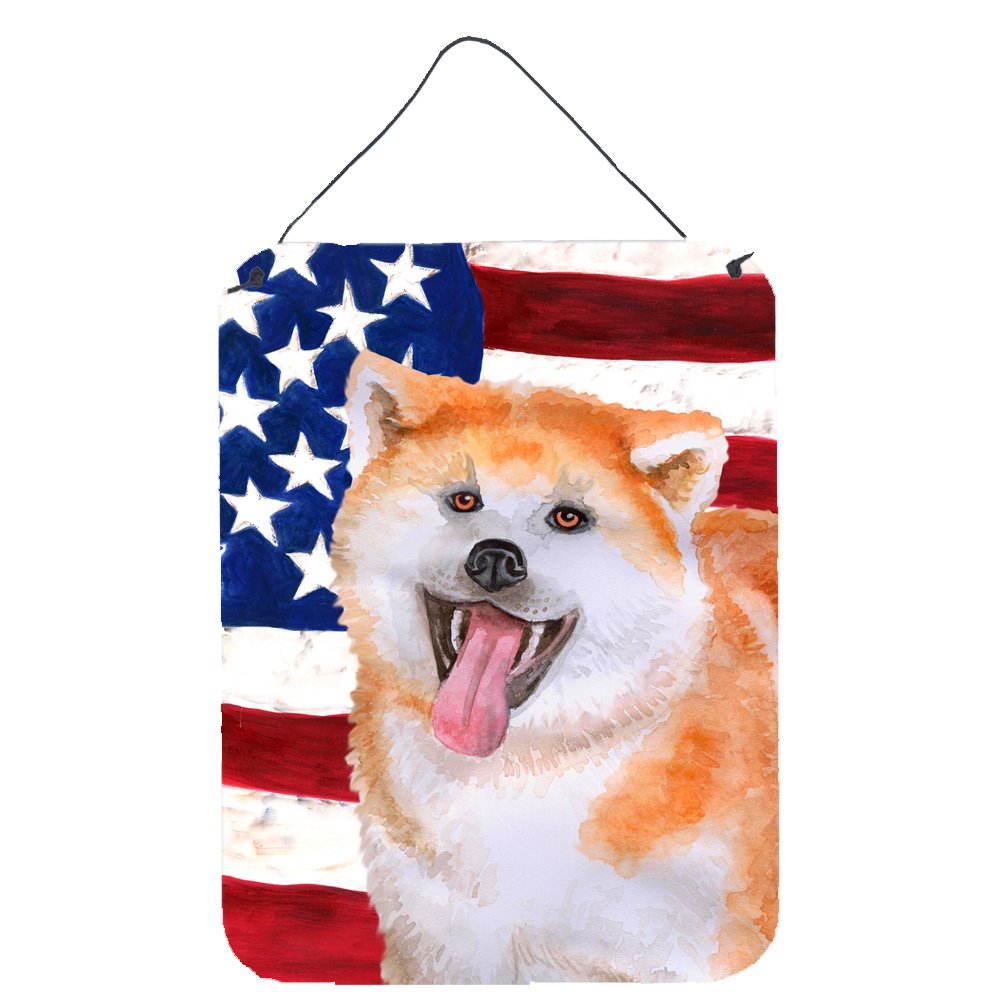 Patriotic Akita Dog Metal Wall Decor - 12x16 Inch Aluminum Sign for Kitchen, Bar, Bathroom & Front Door - Multicolor Home & Garden Plaque - Perfect for Pet Lovers & American Flag Enthusiasts
