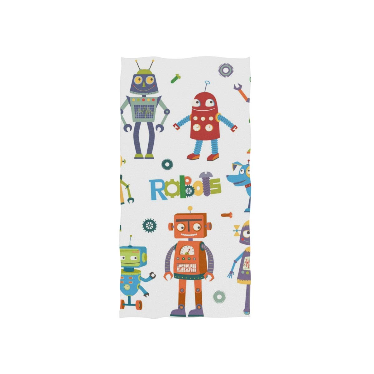 Cartoon Robots Hand Towel - 30x15 Inch Lightweight, Soft & Absorbent Bath Towel for Kids & Adults - Perfect for Bathroom, Kitchen, Gym & Travel Decor
