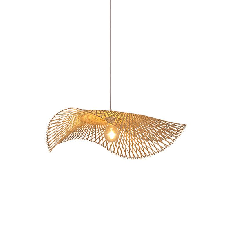 Modern Bamboo Frame Pendant Light - Handwoven Natural Rattan Hanging Lamp for Dining Room, Kitchen Island & Bedroom Decor - Eco-Friendly Ceiling Lighting Fixture