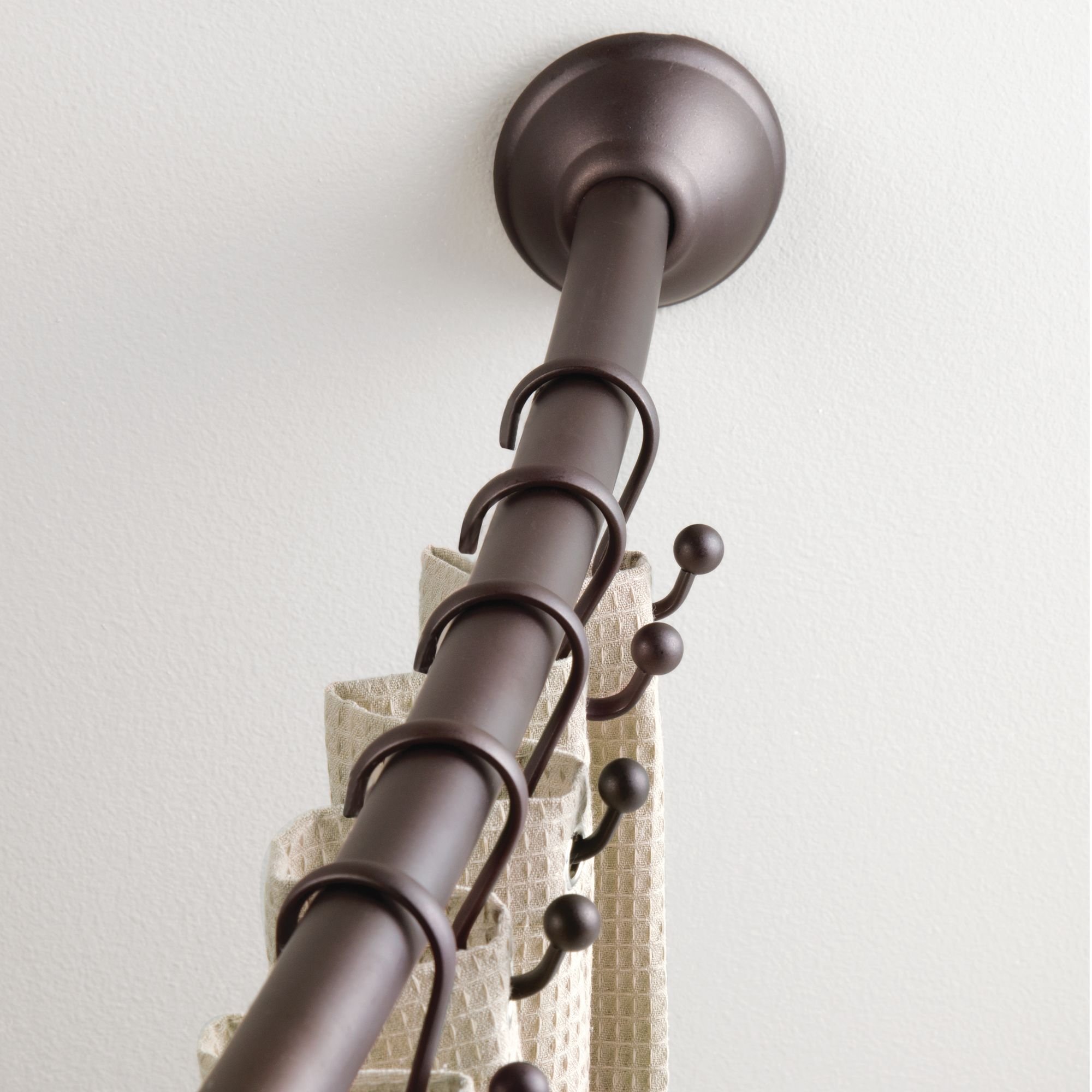 iDesign Metal Shower Curtain Hooks, The Axis Collection – Set of 12, Bronze - Durable Bathroom Accessories for Modern Home Decor & Spa-Like Shower Experience