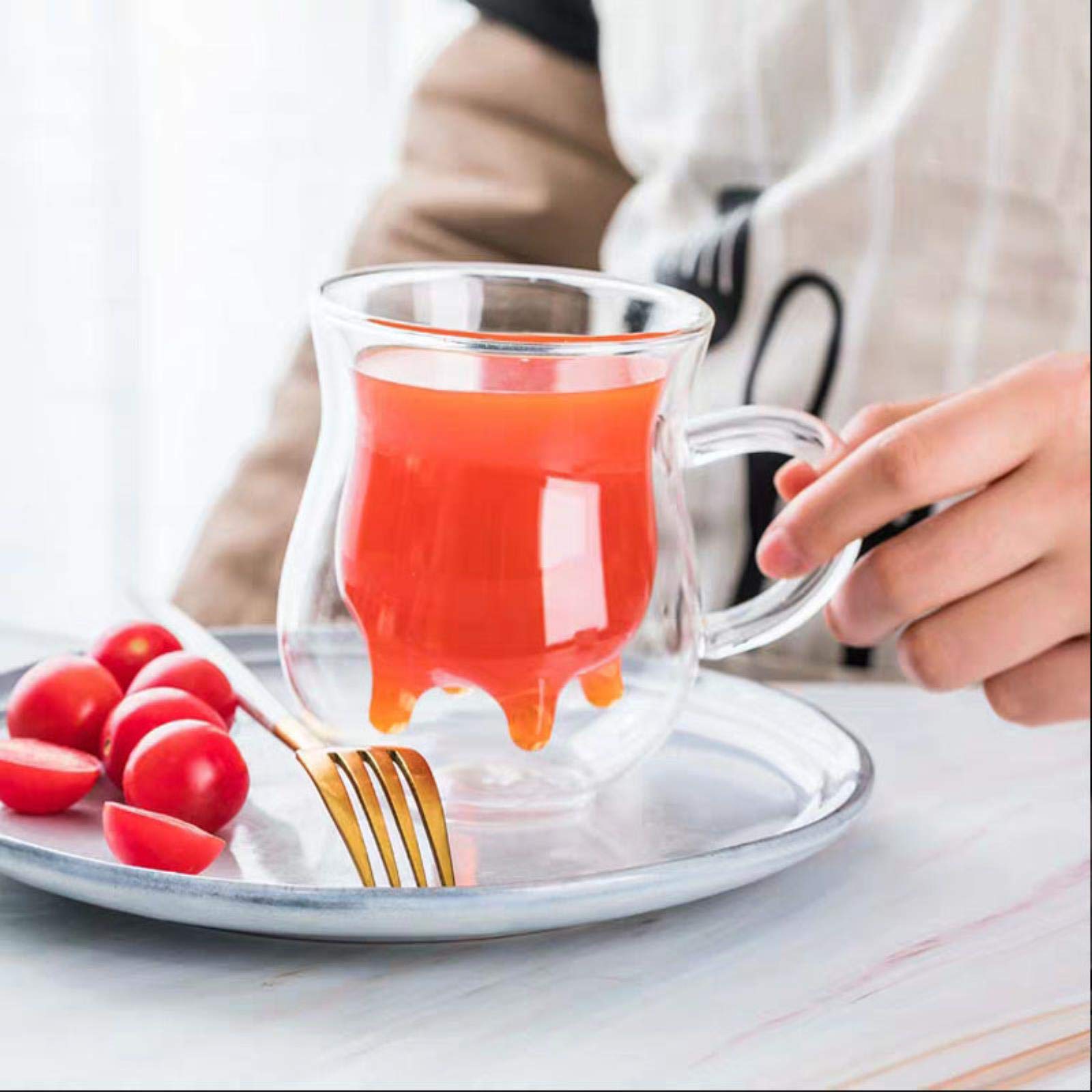 Premium Clear Glass Coffee Mug & Champagne Cup - 12oz Multi-Purpose Drinking Glass for Water, Juice, Tea - Ideal for Home, Office, Restaurant & Party Use