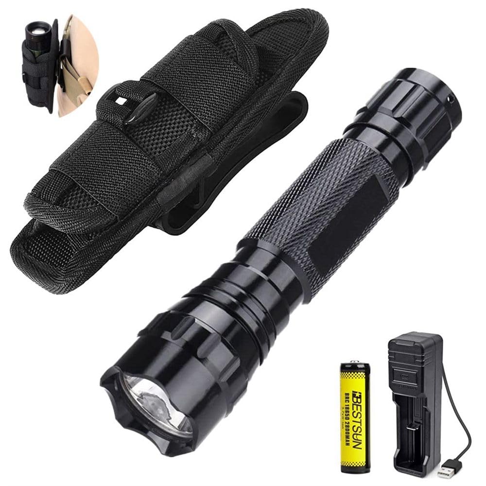 Super Bright 120,000 Lumen Tactical Flashlight with Holster - High Power Single Mode LED Flashlight for Security, Emergency, Camping & Outdoor Adventures