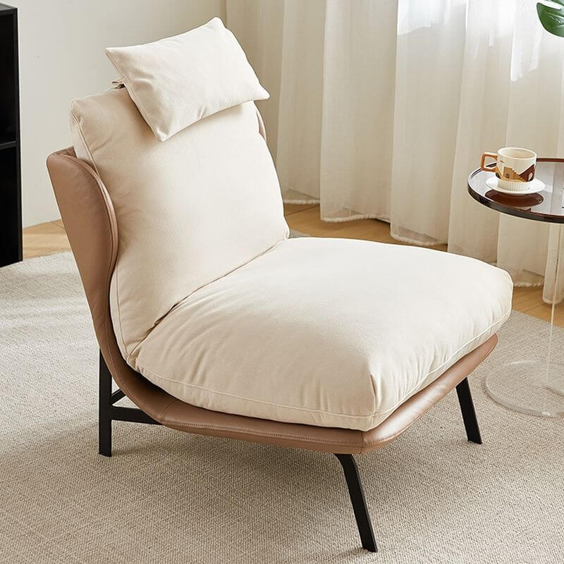 Minimalist White Armchair with Tufted Back & Button Details - Removable Slipcover & Cushions - Modern Living Room, Bedroom, or Office Seating Furniture for Home Decor