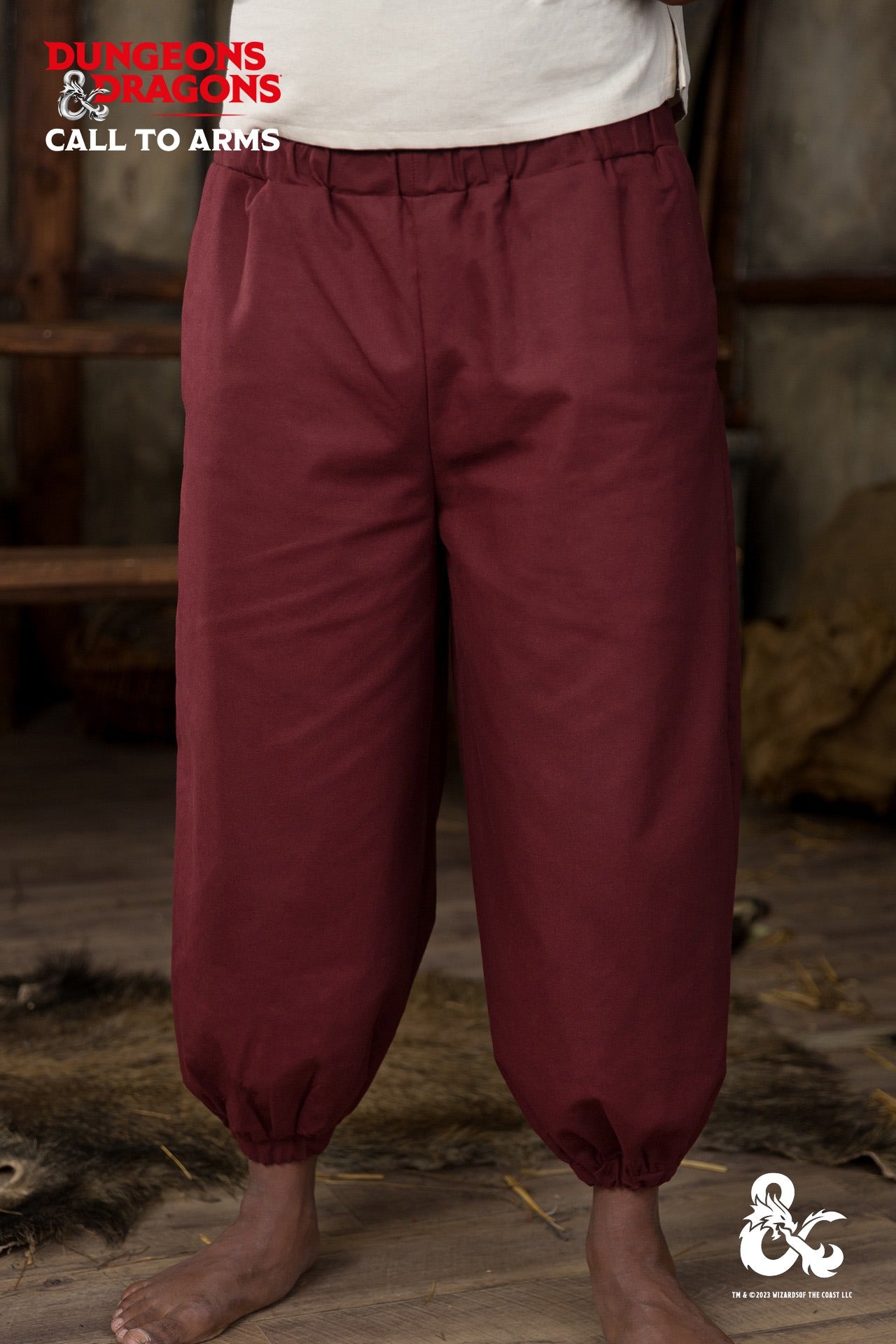 Dungeons & Dragons Monk Trousers Bordeaux - Medieval Fantasy RPG Pants for LARP, Cosplay & Tabletop Gaming