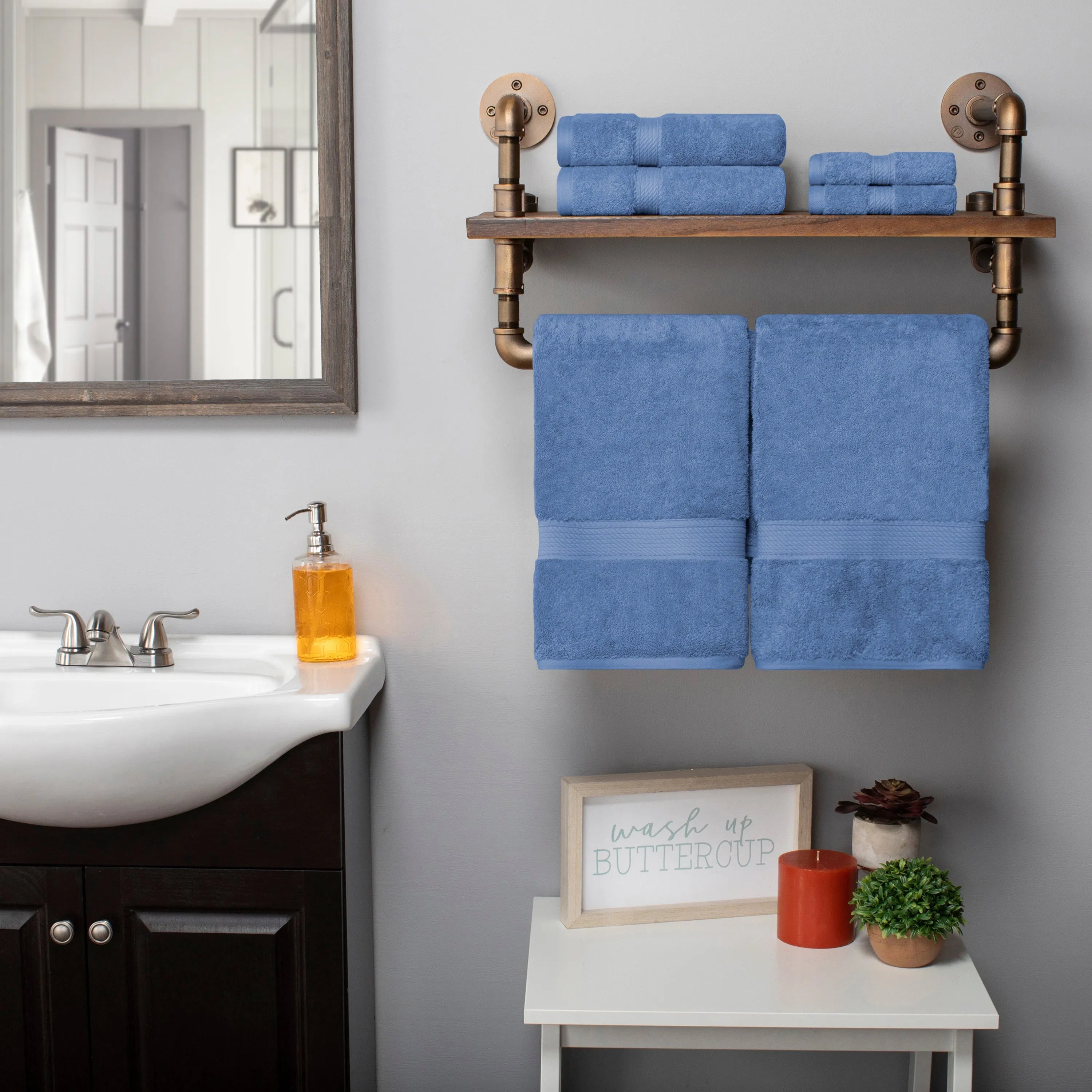 Premium Madison Egyptian Cotton Plush Heavyweight 6-Piece Bath Towel Set - Ultra Soft & Absorbent for Spa, Hotel & Luxury Home Use
