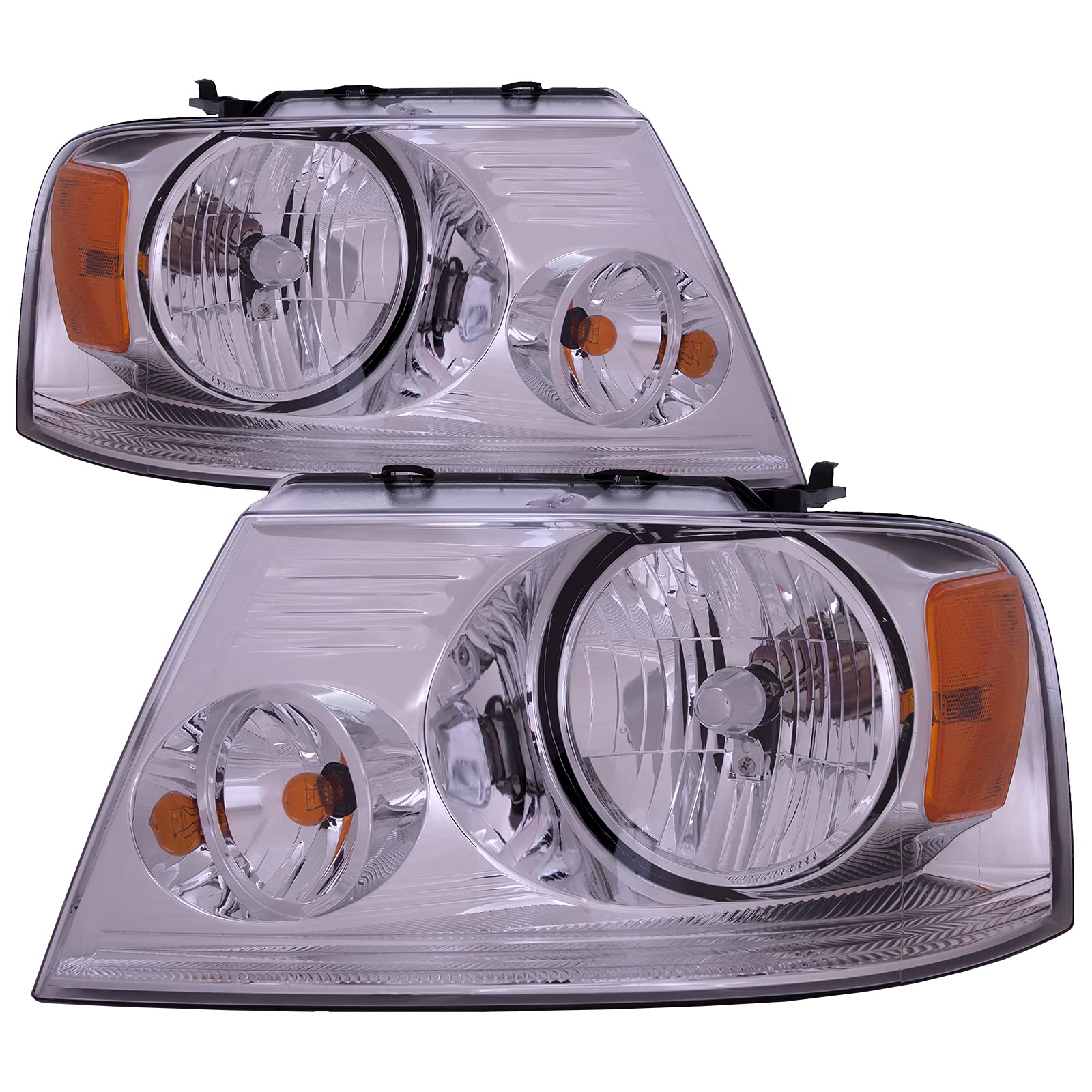 HEADLIGHTSDEPOT Chrome Housing Headlights Pair - Left & Right Compatible with Itasca Ellipse 2006-2010 | Replacement RV Headlights for Improved Night Visibility & Safety