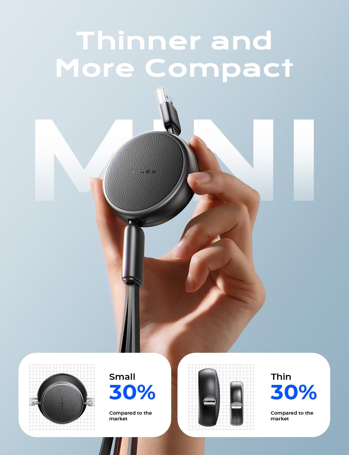 LISEN 3-in-1 Retractable Multi Charging Cable - USB C/Lightning/Micro USB Compatible with iPhone 16/15/14 Pro Max, Samsung Galaxy S25, PS5, Kindle - Fast Car Charger & Travel Charger for Phones, Tablets & Gaming Devices | Perfect for Road Trips, Office & Daily Commute