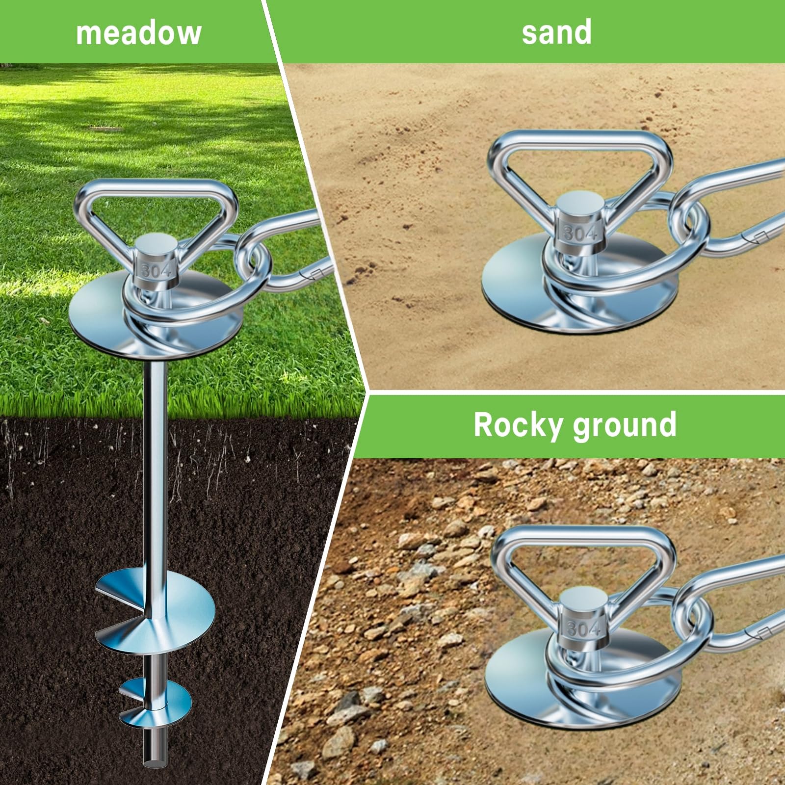 Heavy Duty Dog Stake for Large Dogs Up to 200 lbs - 360° Swivel Dog Tie Out Anchor for Yard, Beach & Camping | Durable Outdoor Dog Tether for Secure Playtime, Travel & Backyard Activities
