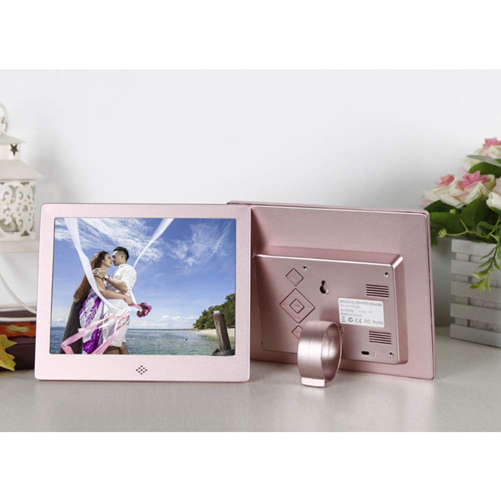 8 Inch Digital Picture Frame with IPS HD Screen - MP3/MP4 Video Player, Clock & Calendar - Remote Control Included (Pink) - Perfect for Home Decor, Office Display & UK Gift Giving