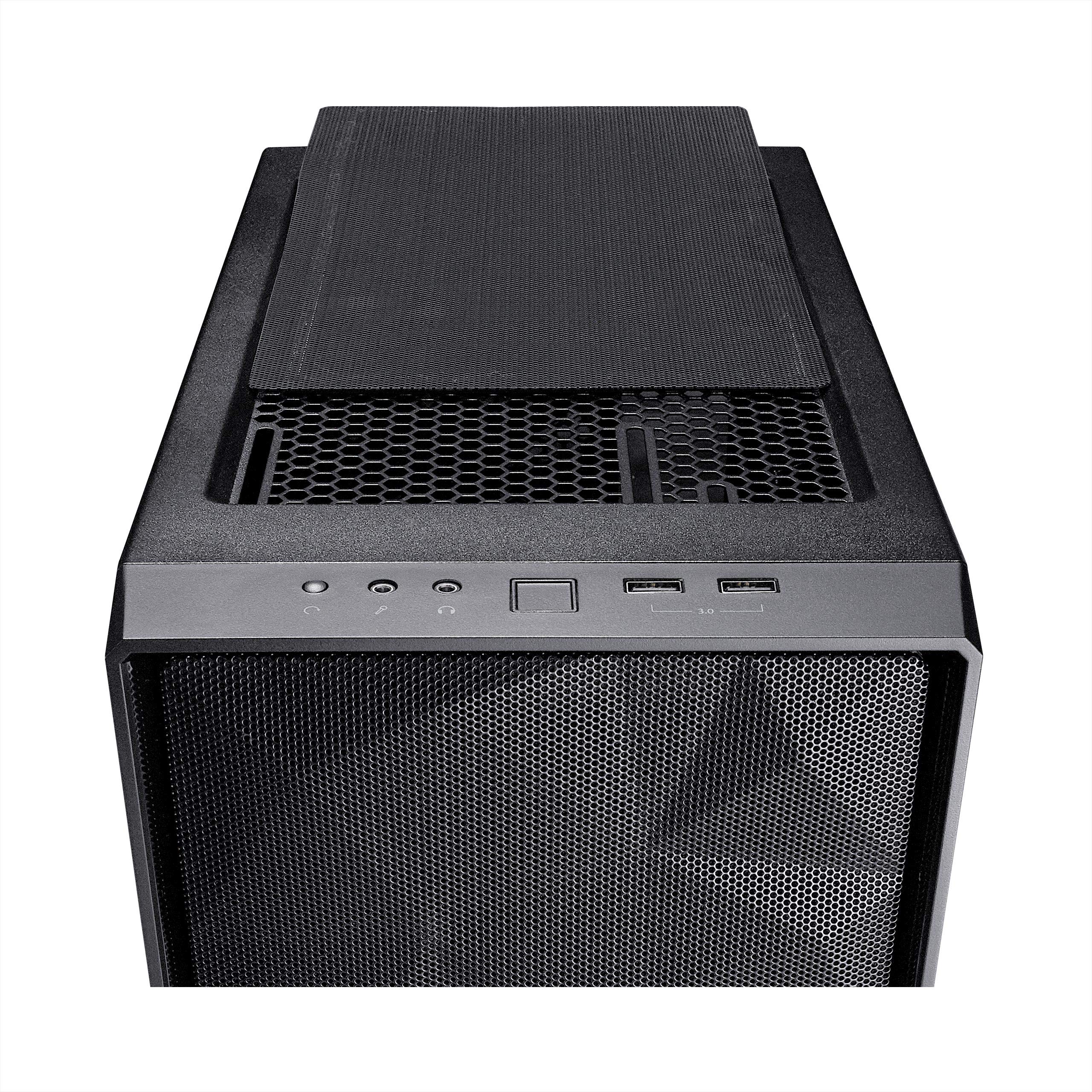 Fractal Design Meshify C Compact ATX Mid Tower PC Case - High Airflow Mesh Front Panel, 2x 120mm Fans, PSU Shroud, Modular Interior - Water Cooling Ready, USB 3.0, Tempered Glass Side Panel (Black) - Perfect for Gaming Rigs & Workstation Builds