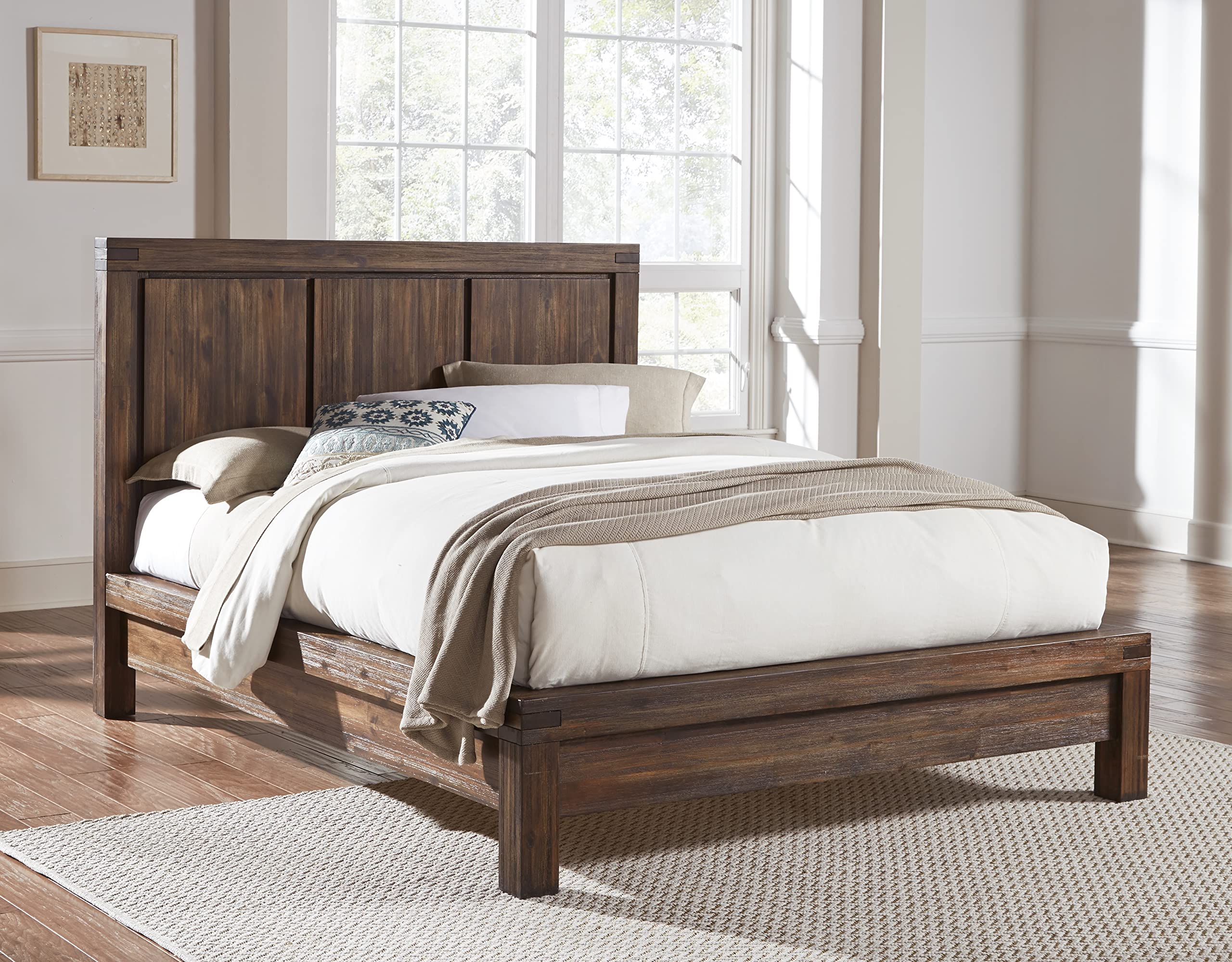 Modus Solid Wood Platform Bed Frame, Full Size, Meadow Brick Brown - Sturdy Wooden Bed with Slat Support for Bedrooms, Guest Rooms & Dormitories