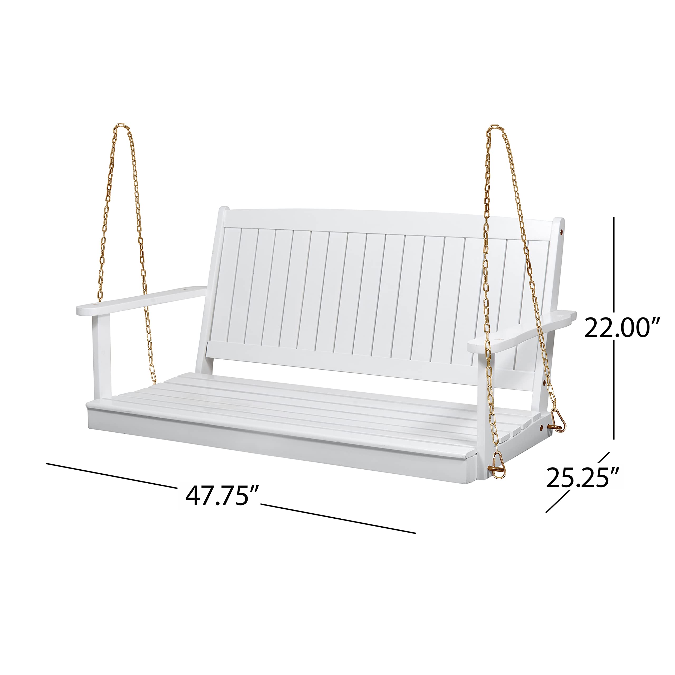 Christopher Knight Home Phoebe Outdoor Acacia Wood Porch Swing - White Weather-Resistant Hanging Chair for Patio, Garden, Backyard & Deck Relaxation