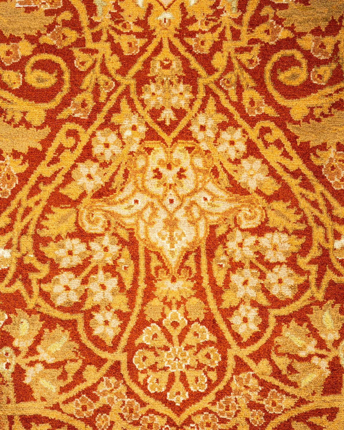 Handmade Hand-Knotted Wool Oriental Mogul Orange 8x10 Area Rug - Unique Traditional Design for Living Room, Bedroom & Dining Room Decor